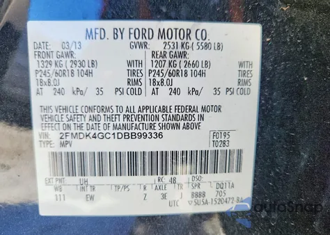 2013 Ford Edge Se z USA, uszkodzony, nr VIN 2FMDK4GC1DBB99336